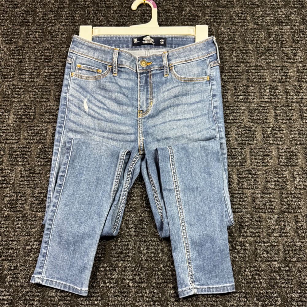 Hollister Mid-Rise Super Skinny Jeans Medium Wash Distressed 3S W26 L28
